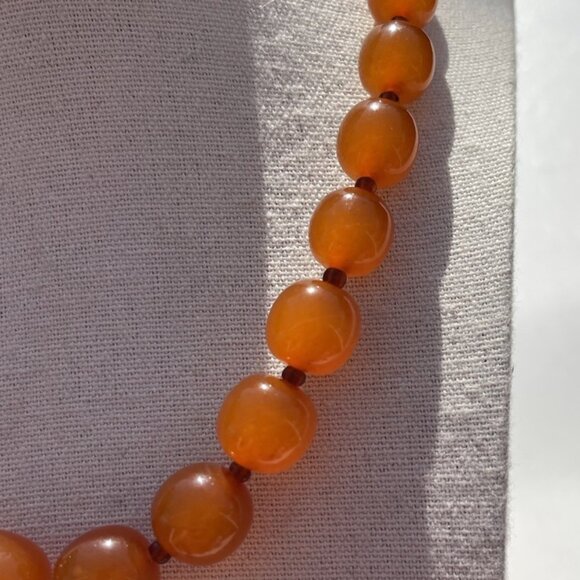 Antique Genuine Baltic Amber Egg Yolk Butterscotch Caramel Necklace Barrel Clasp - Picture 7 of 15